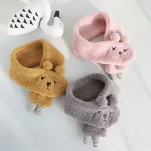 Детский плюшевый шарф с рисунком животных; милый зимний шарф для девочек с имитацией меха ягненка; теплый милый шарф