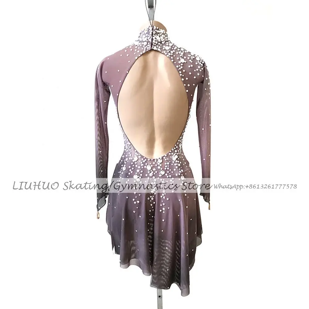 YDHTIZ Vestito da pattinaggio artistico, da donna, da ragazza, per esercitazione, senza maniche, gonna per pattinaggio su ghiaccio, Blu, 16 anni