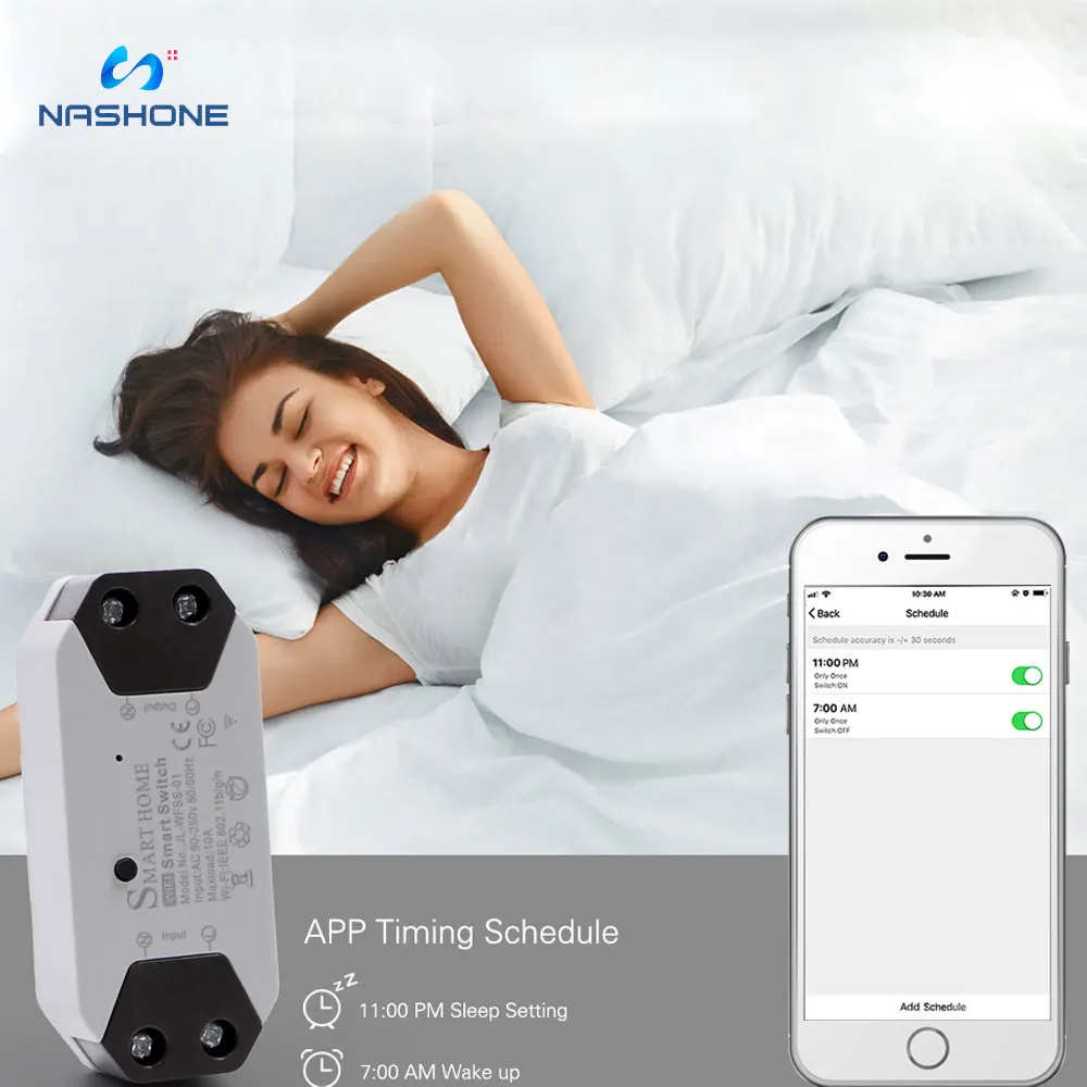 Nashone WiFi Breaker Tuya Smart Light Switch Timer, Circuit breakers Wireless Remote Controls Switch Work With Alexa Google