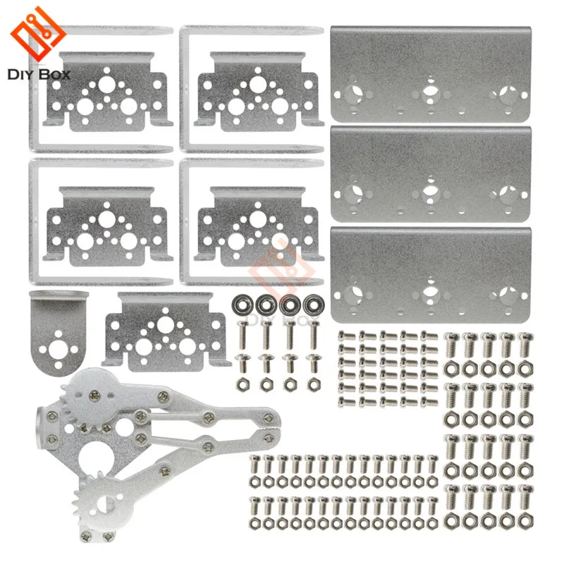 6DOF алюминиевая рука робота зажим Коготь Манипулятор механический зажим коготь комплект Кронштейн черный серебристый для Arduino роботизированного образования