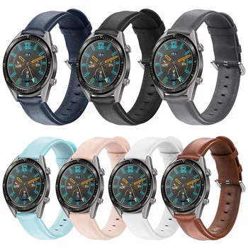 

For Huawei Watch GT2 Watch 46/42mm Full-Grain Leather Leather Watch Strap round Tail Strap