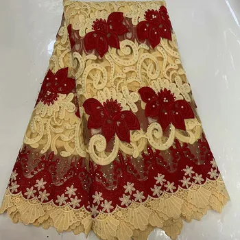 

Latest African Laces Fabrics Embroidered African tulle French Lace Fabric With stones 2019 African French Net Lace 01