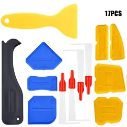 17Pc buse de calfeutrage grattoir colle pelle outils Kit spatule plastique colle pelle tuile brique Joints sol Silicone dissolvant outils 