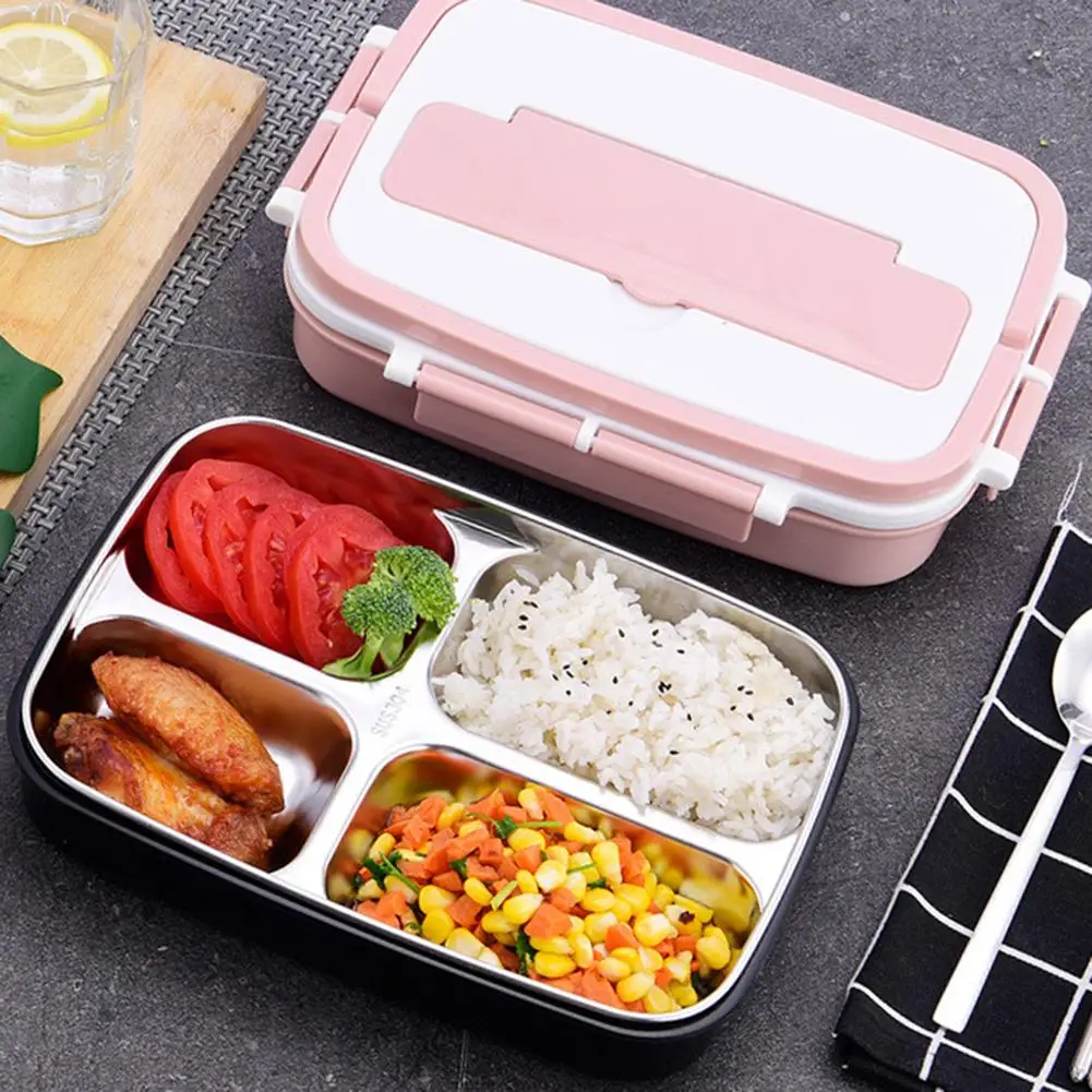 Bento Box 4 сетки большой Ланч-бокс из нержавеющей стали Ланч-бокс Герметичный для детей школьный контейнер для еды Портативный Ланч-бокс для работников