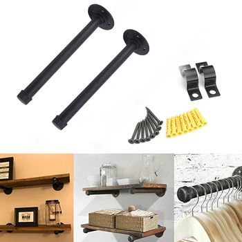 

Retro Black Iron Industrial Pipe Shelf Bracket Mounting Bracket Holder Storage Holders Racks Home Decor