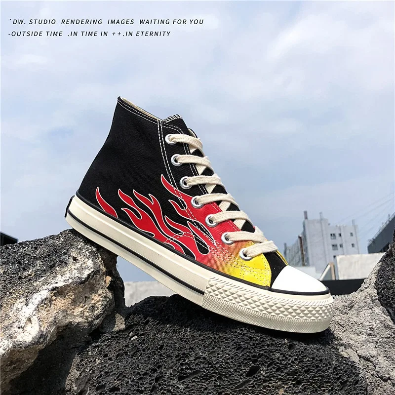 

Hight-top Canvas Shoes MEN'S Shoes Online Celebrity Korean-style Casual Board Shoes Versatile Trendy Shoes Students Trend Hight-
