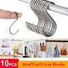 10pcs S Shaped Hooks Clasp Stainless Steel Railing S Hanging Storage Hook for Home Kitchen Bathroom Organizer Holder Tools ► Photo 1/6