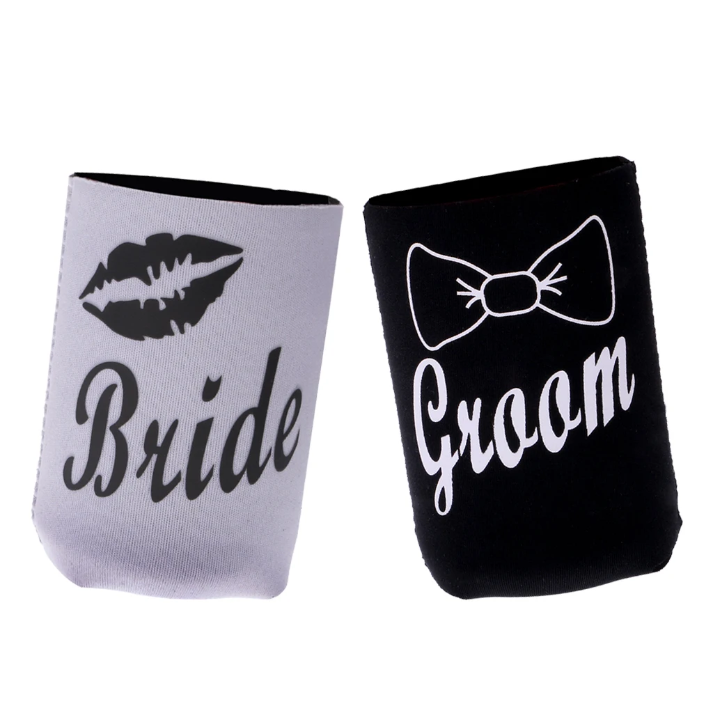 Bride Groom Drink Beverage Stubby Beer Can Cooler Insulator Cosy Holder
