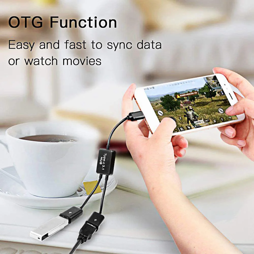 Type C 3.1 to Dual USB OTG Cable Type-C Splitter USB data transfer Converter for mobile phones Tablet Android Mouse Keyboard
