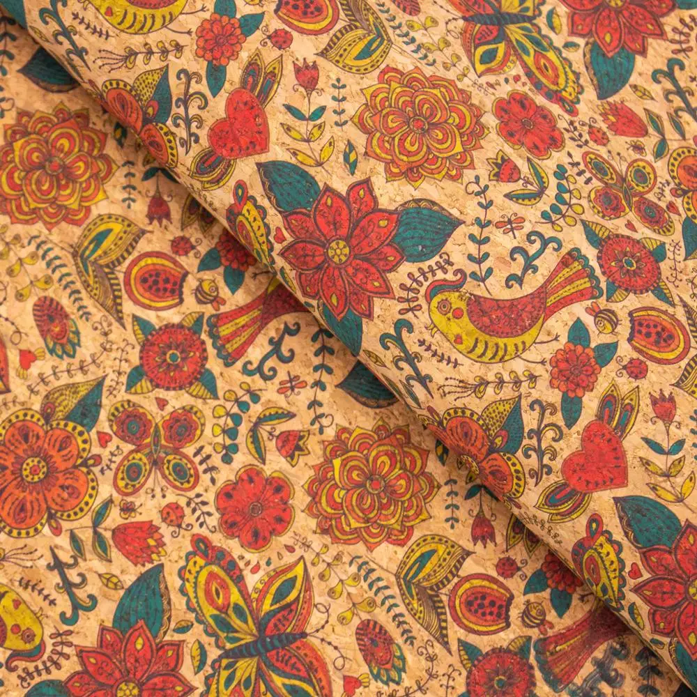 Butterfly and flower Cork fabric COF-306 | Украшения и аксессуары
