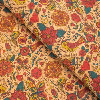 

Butterfly and flower Cork fabric COF-306