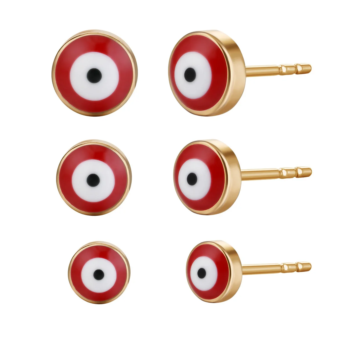 Blue Red Color Eyes Copper Earrings Round Circle Stud Women Handmade Ear Studs Pierceing Jewelry 3mm/4mm/6mm | Украшения и