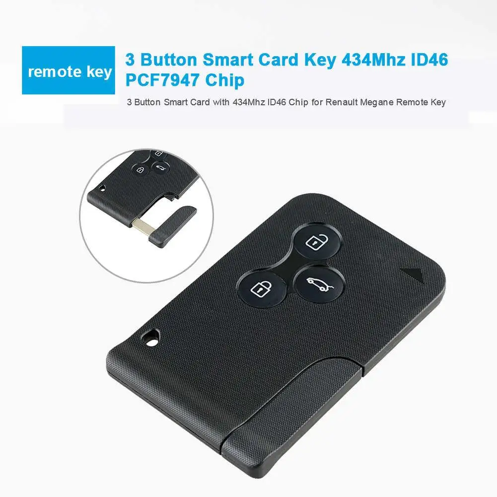 

3 Button Smart Card With 434Mhz ID46 Chip For Renault Megane Remote Key