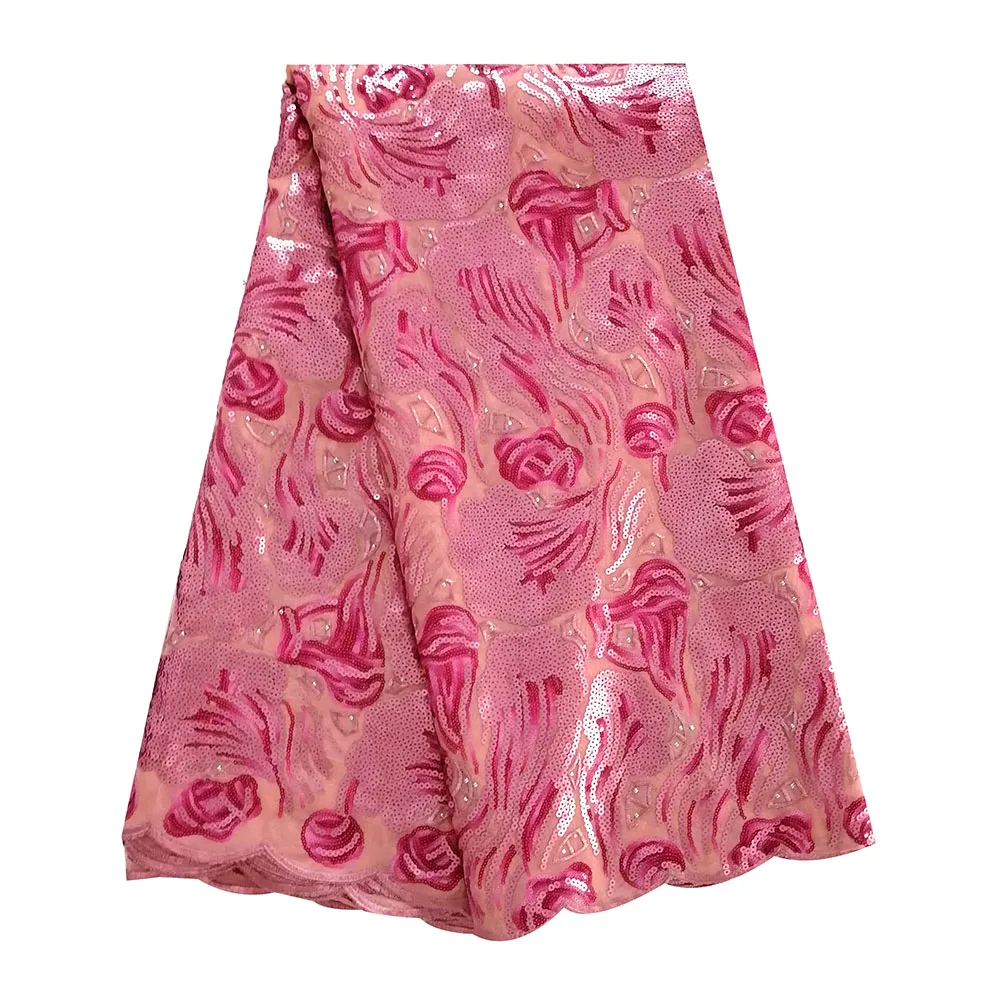 Нигерийская 2019 новейшая кружевная ткань французская с блестками для женского