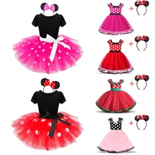 Платье с Минни Маус Рождество для маленьких девочек одежда для детей с узором в горошек для малышей; Детский костюм на Хеллоуин для девочек; платье для дня рождения для детей