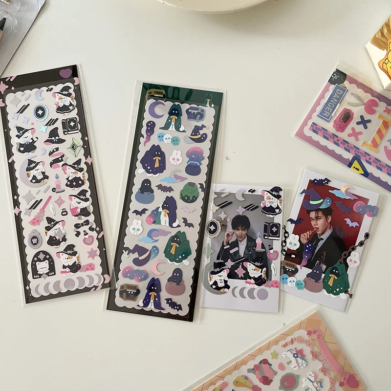 1pc Korea Ins Magic Letter Cartoon Dark Ghost Series Pet Stickers Diy Scrapbook Diary Photo Album Stationery Decoration Stickers Assorted Stickers Aliexpress