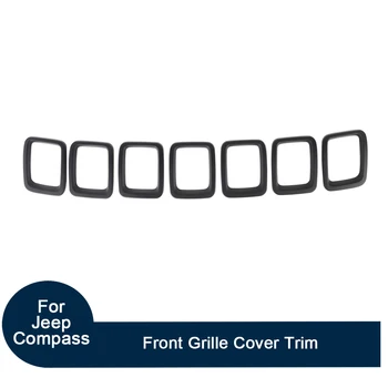

Mesh Decoration Frame Front Grille Cover Trim Matte Black 7pcs Fit For Jeep Compass 2017+