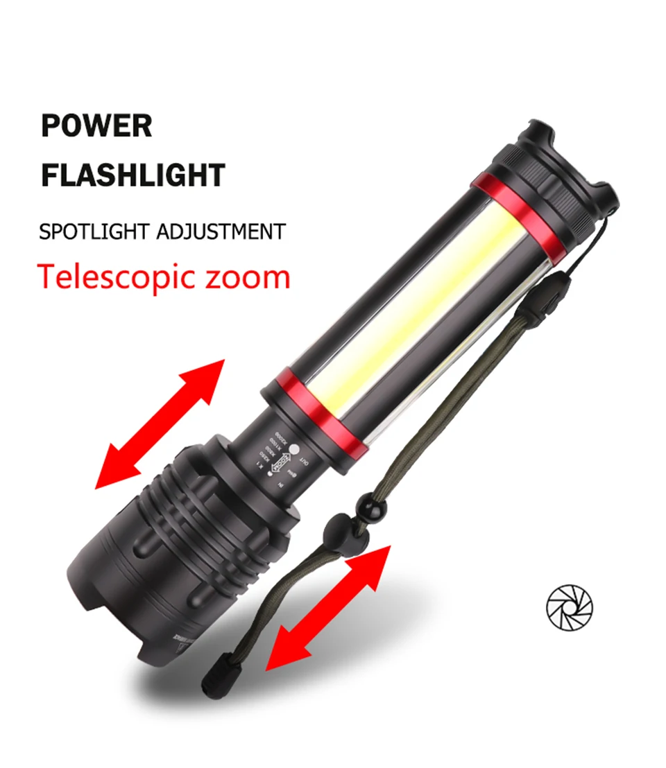XHP70.2 Встроенный аккумулятор для кемпинга светодиодный фонарик usb зарядка растягивающийся зум мощный перезаряжаемый внешний аккумулятор фонарик