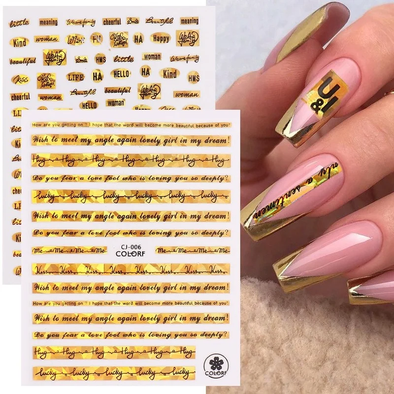 1 Sheet Gold Bronzing 3D Nail Sticker English Alphabet Metalic Paste Beauty  Nail Art Decorations Letter Adhesive Nails Decals - AliExpress Beauty &  Health