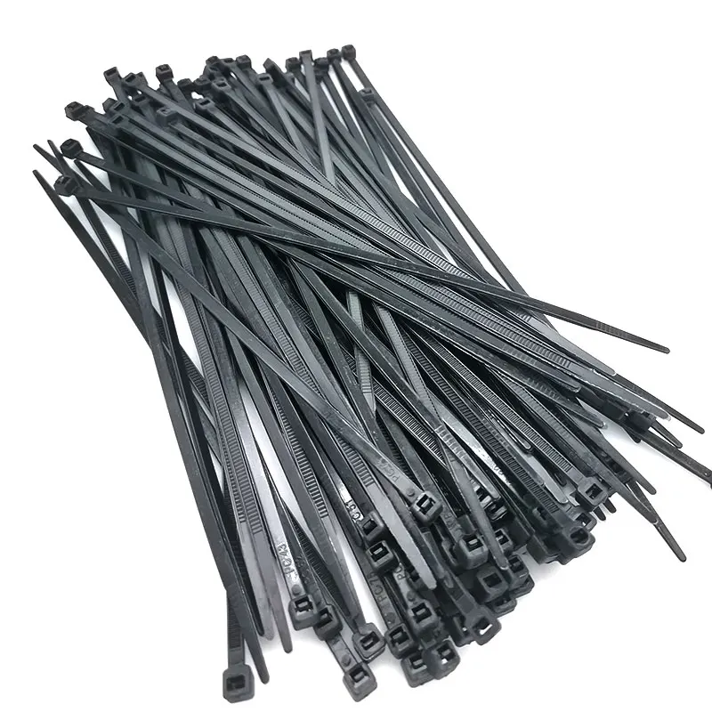 Auto-bloqueio plástico fio Zip Ties, preto e branco Nylon Cable Tie, 100mm, 150mm, 200mm, 250mm, 300mm, 500Pcs Pack