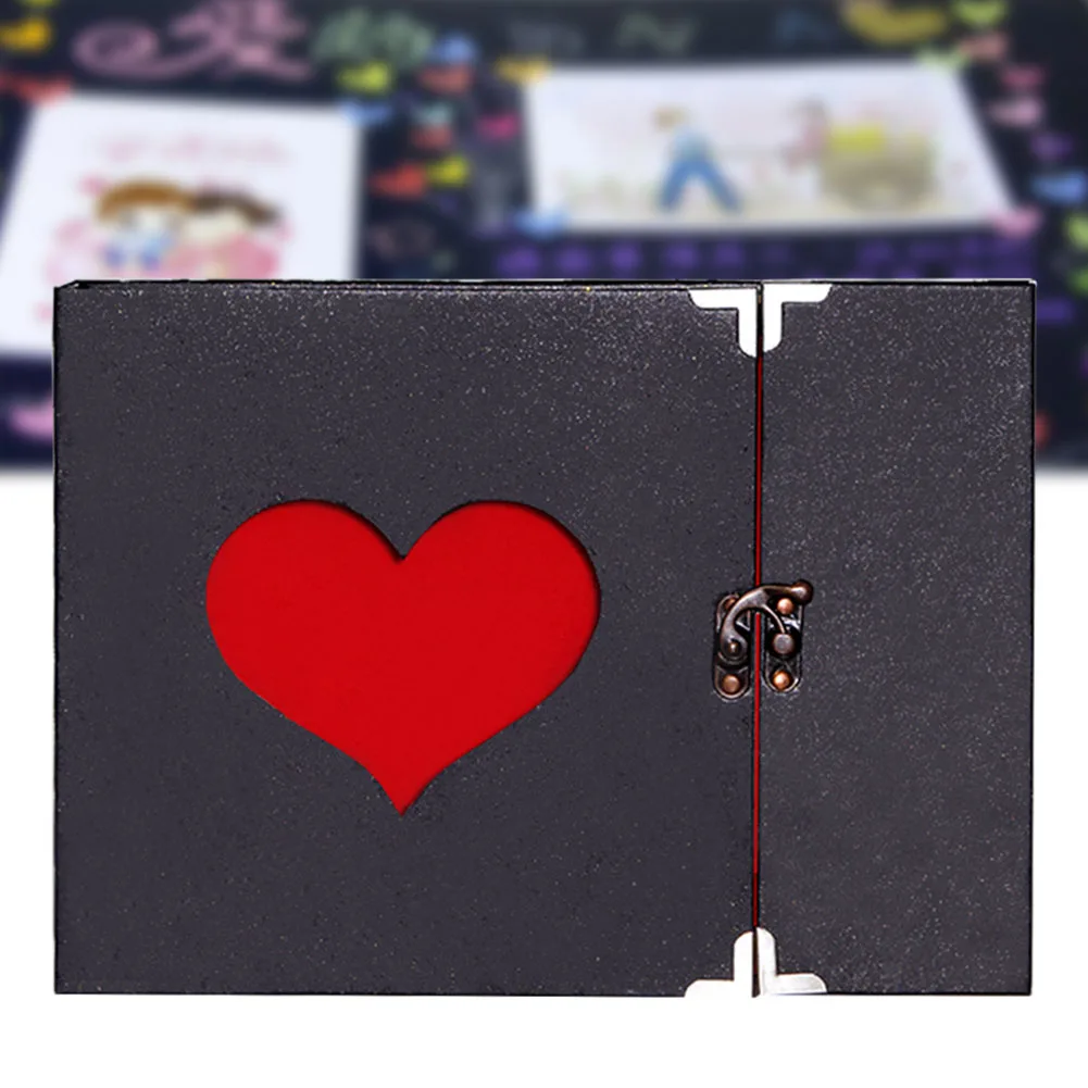 10 дюймов DIY альбом для скрапбукинга самоклеющиеся фото на день рождения святого Валентина черные страницы Подарочная коробка Винтаж Свадьба Любовь Сердце