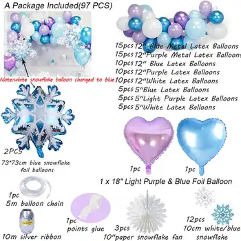 

97PCS Birthday Party Decorations Adult Snowflake Foil Balloons Light Blue Tinsel Foil Fringe Wedding Christmas Party Decoration