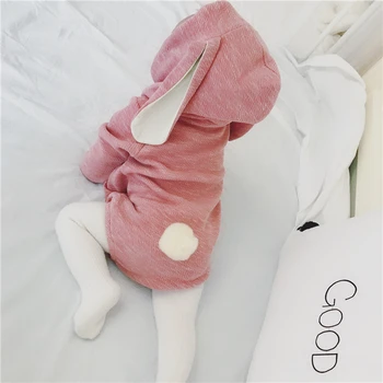 

Koodykids Spring Autumn Baby Boy Hooded Bodysuits Grey Rabbit Bunny Ear Hooded Rompers Baby Girl Pink Bunny Rompers 0-3 Year