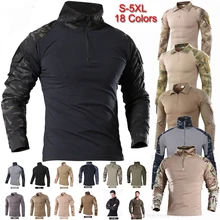 Тактическая рубашка в стиле милитари для мужчин с длинным рукавом армейские рубашки Мультикам Униформа лягушка костюм футболки боевая одежда мужские туристические футболки