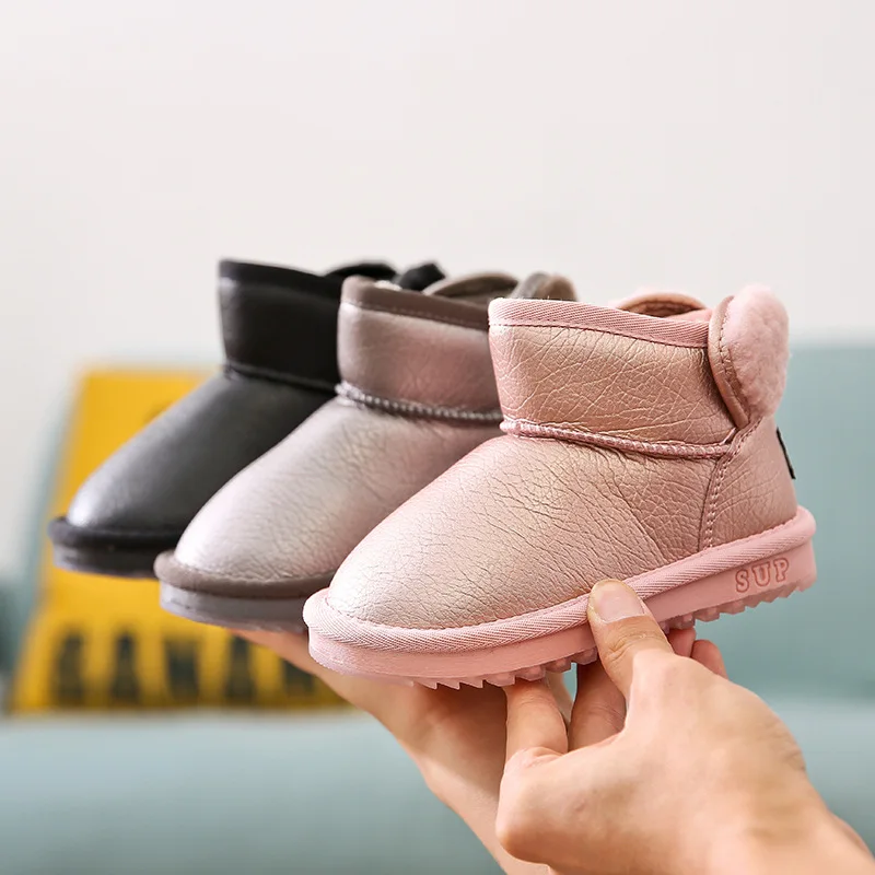 

Winter New Style Korean-style BOY'S Waterproof Snow Boots plus Velvet Warm Girls Cute Princess Cotton Boots Low Top Short Boots