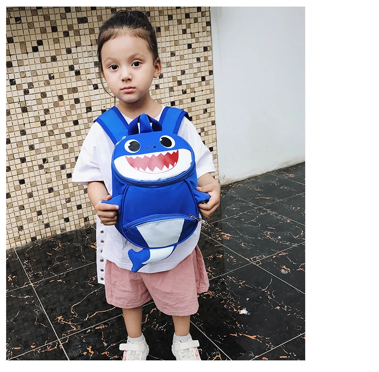 Backpack New Cartoon Shark Baby Anti-lost Children Bag Cute Nylon Shoulder Bag Primary School Kindergarten Bag Bookbag