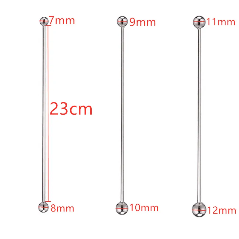 Male stainless steel metal urethral double beads penis plug dilator insert sex toy for man