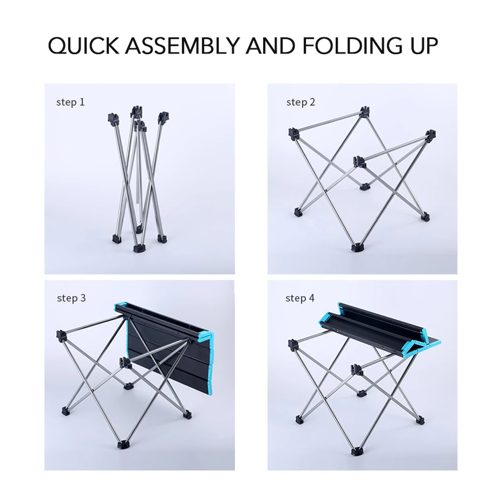 Foldable Ultralight Aluminum Outdoor Camping Table Desk Chair Furniture Computer Bed Tables Picnic Fishing Portable Desk