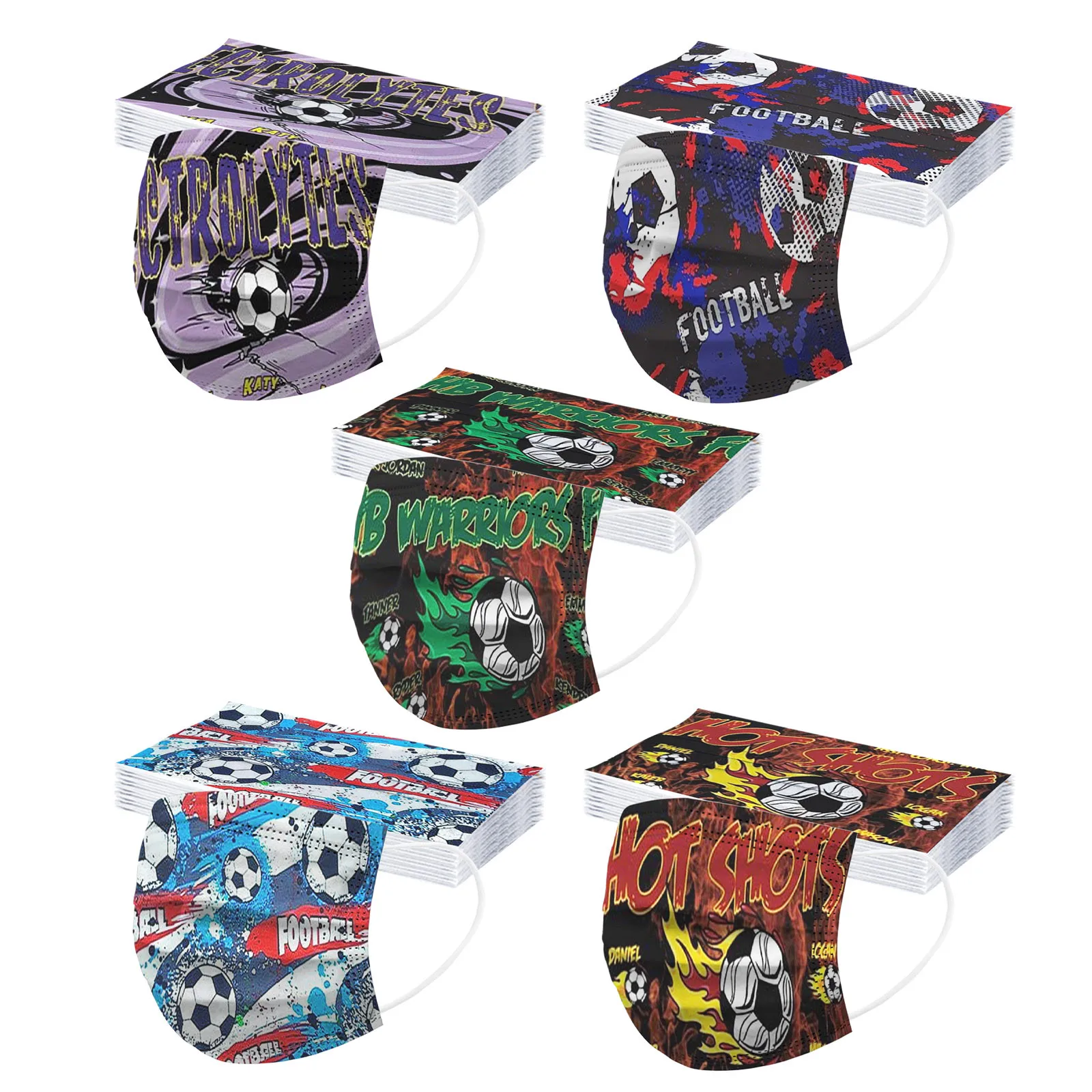 50 шт. детские одноразовые маски с рисунком футбольного мяча | Красота и здоровье