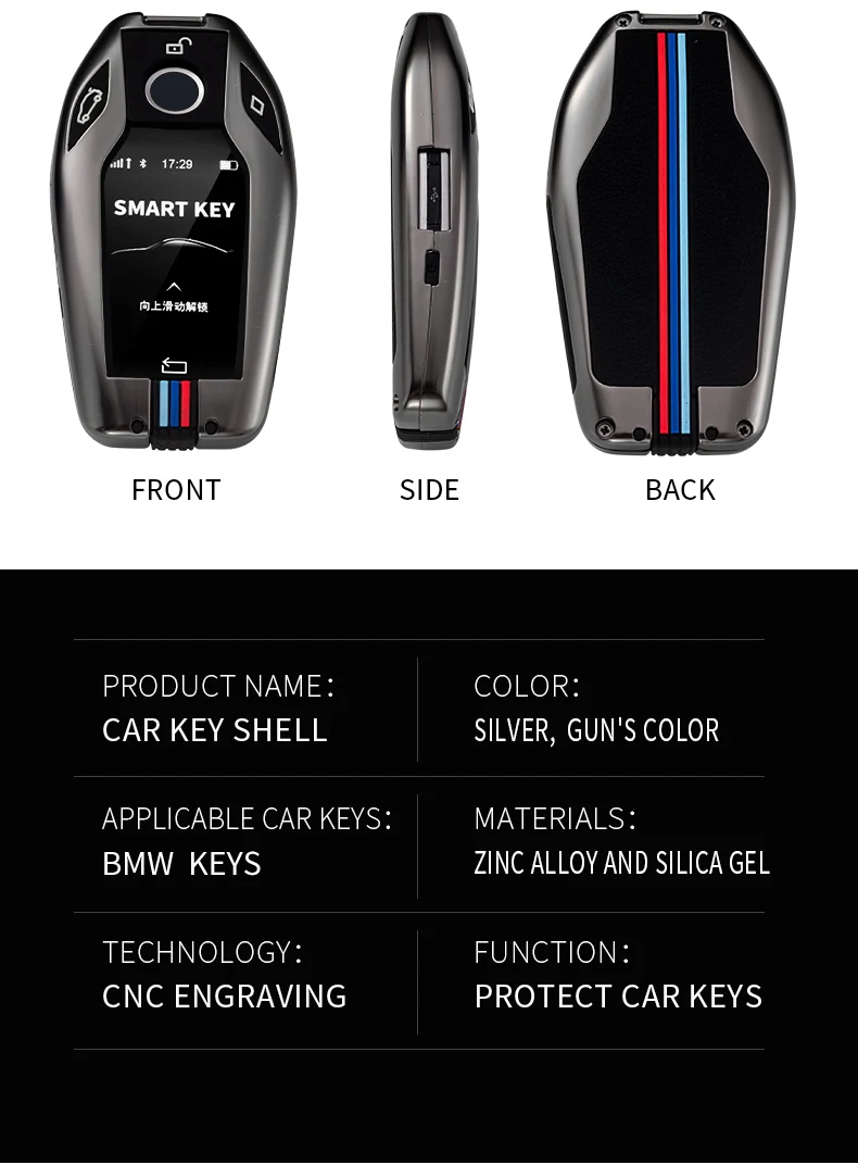 In Lega di zinco Auto Display A LED Caso Della Copertura di Chiave Borsette per BMW 5 Serie 7 G11 G12 G30 G31 G32 I8 I12 I15 G01 G02 G05 G07 X3 X4 X5 X7 - H5334333fd603441aad73e2e86d8a7a16A