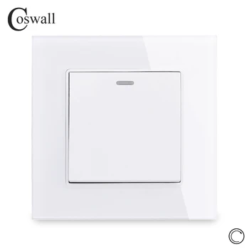 

Coswall Crystal Glass Panel 1 Gang 1 Way Reset Switch Pulse Switch Momentary Contact Switch Push Button Wall Light Switch 16A