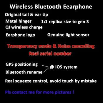 

air 3 tws i3 wireless earphone bluetooth ANC serial number hydrid noise cancellation GPS positioning rename logo