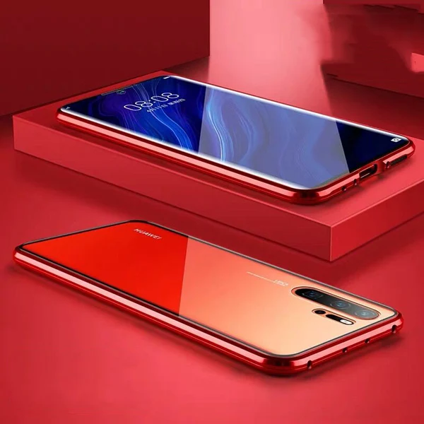 Магнитный металлический двухсторонний стеклянный чехол для телефона huawei Honor mate 30 20 10 Lite P30 P20 Pro 8X 9X Y9 Prime P Smart Z - Цвет: Red