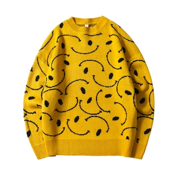 

Winter Couple Clothes Christmas Vintage Sweaters Men Woman Knitted Warm Pullover Lovers Printed Purple Yellow Green Sweater