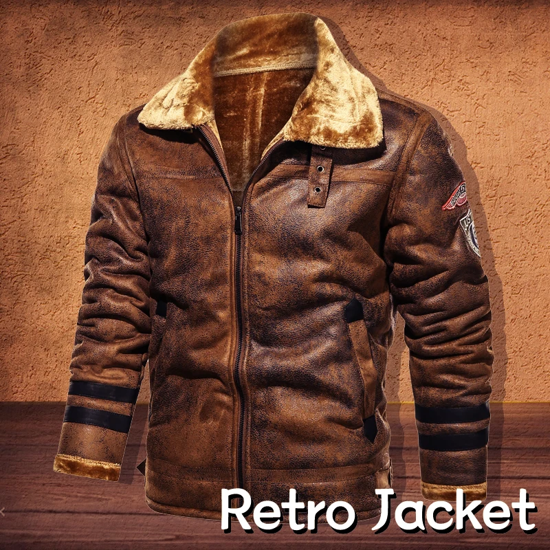 Mens Jacket Winter Suede Leather Jacket 