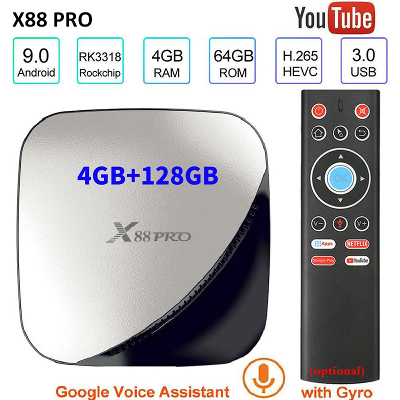 X88 pro Smart Android 9.0 TV Box 4GB RAM Max 128GB ROM RK3318 Quad core X88PRO 5G Dual WIFI 4K Set Top Box YouTube Media Player