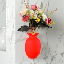 Без следа хранения DIY аксессуар подарок офис декоративный цветочный горшок паста дома силиконовая ваза настенный Многофункциональный