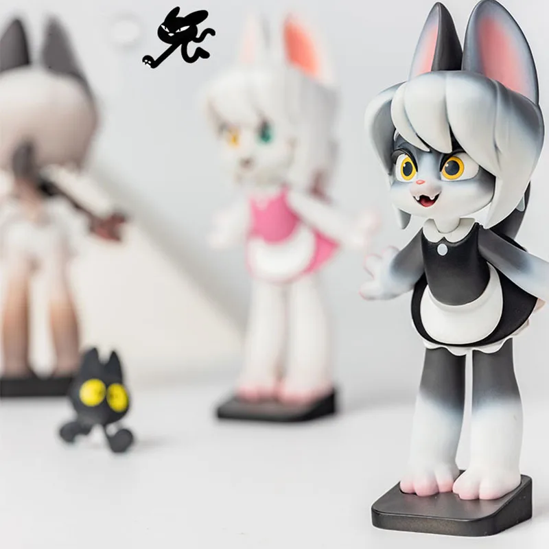 Blind Random Box Toys Lot Original Maidservant Cat Figures 10 Style Surprise Anime Model Guess Figurine Doll 10Pcs/Set