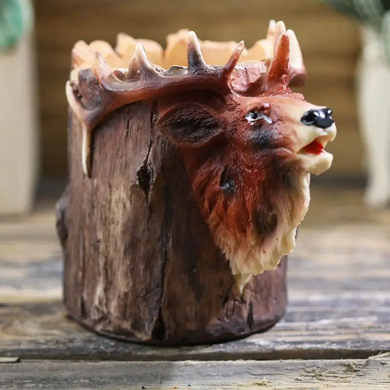 

OOTDTY Cartoon Elk Shape Pen Holder Brush Pot Desk Organizer Office School Stationery