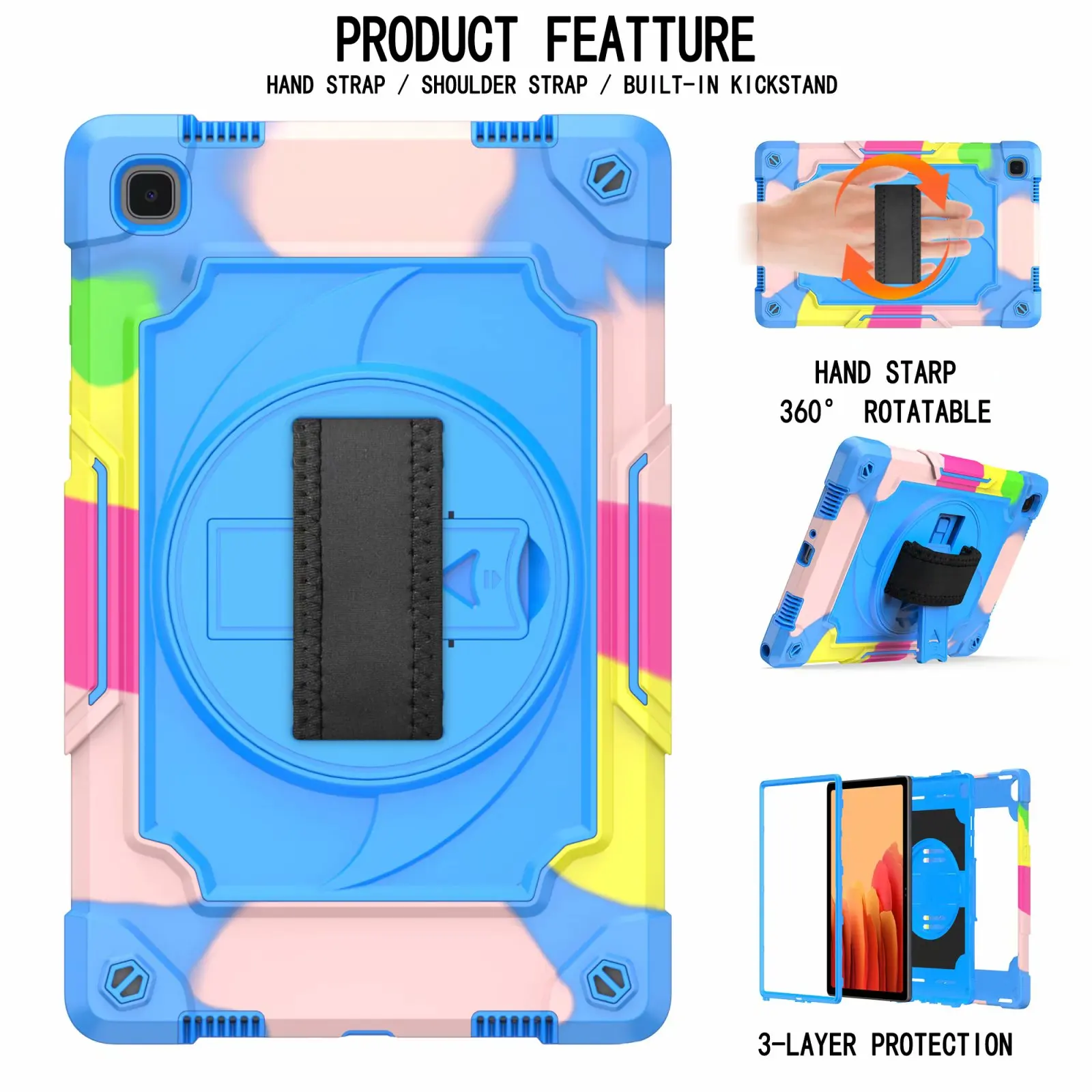 

For Ipad 10.2 7th 8th Hand Strap&Kickstand Tablet Case For Ipad Air 3 10.5 Pro 10.5 Protective Cover + Pen