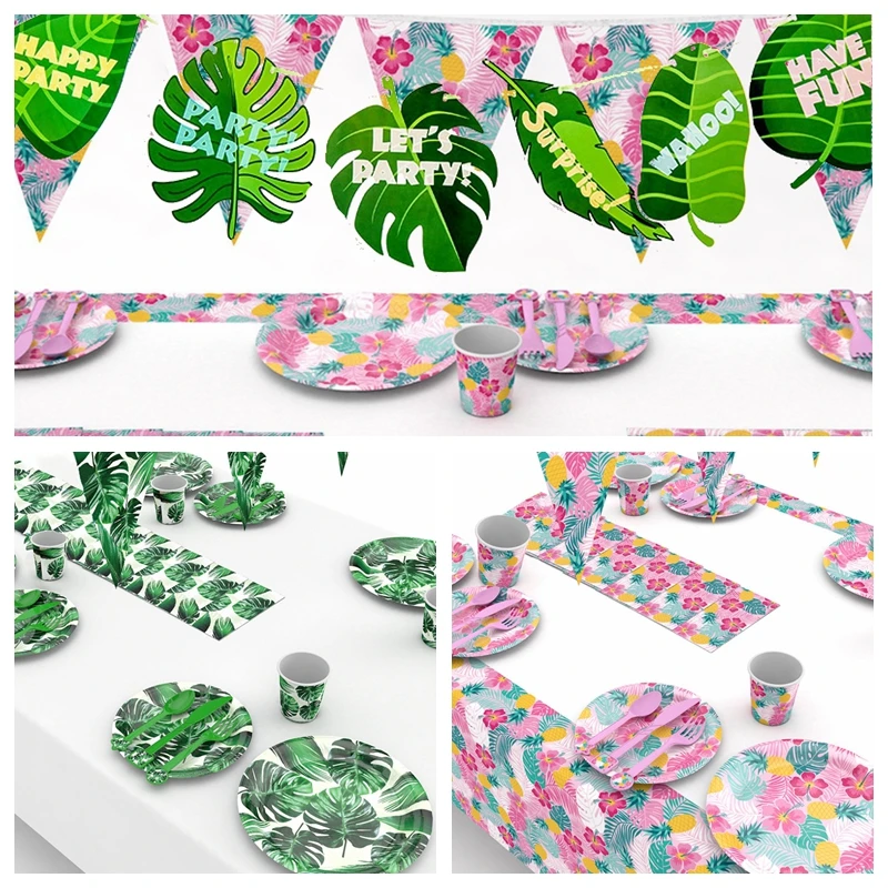 

Turtle Leaf Pink Pineapple Party Decor Tableware Set Birthday Baby Shower Happy New Year Party Decor Favor Supplies