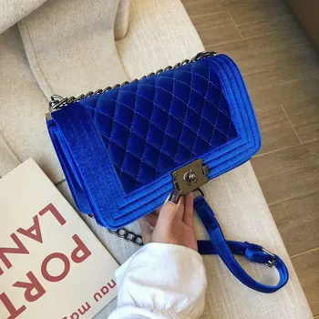 

2020 Velvet Shoulder Messenger Bags Quilted Small Square Bag Women's Famous Designer Luxury High Quality Crossbody Bags Diamond