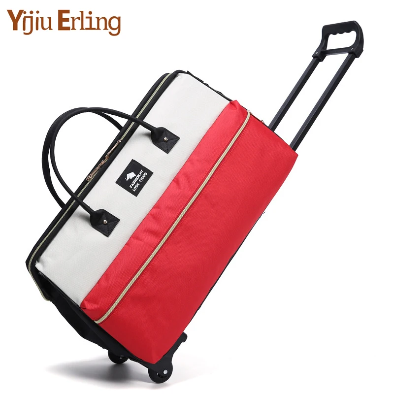 Новые горячие Moda Carrinho De Bagagem Das Mulheres Lazer Rolo Dobrar Saco Da Bagagem Bolsa De Viagem Da Roda Mala