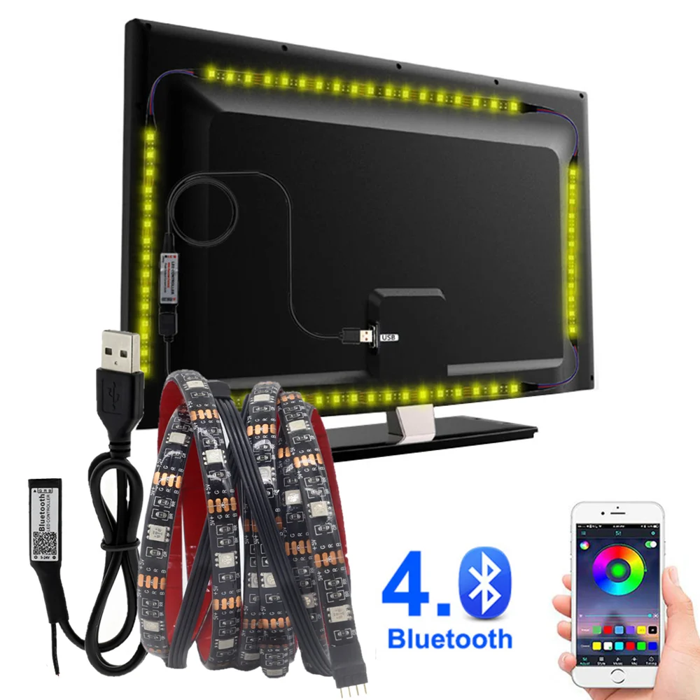 

LED Strip Light,Bluetooth APP Control, TV Backlight Strip Lighting , 5V USB Bluetooth RGB Tape Lamp For TV Background Decoration