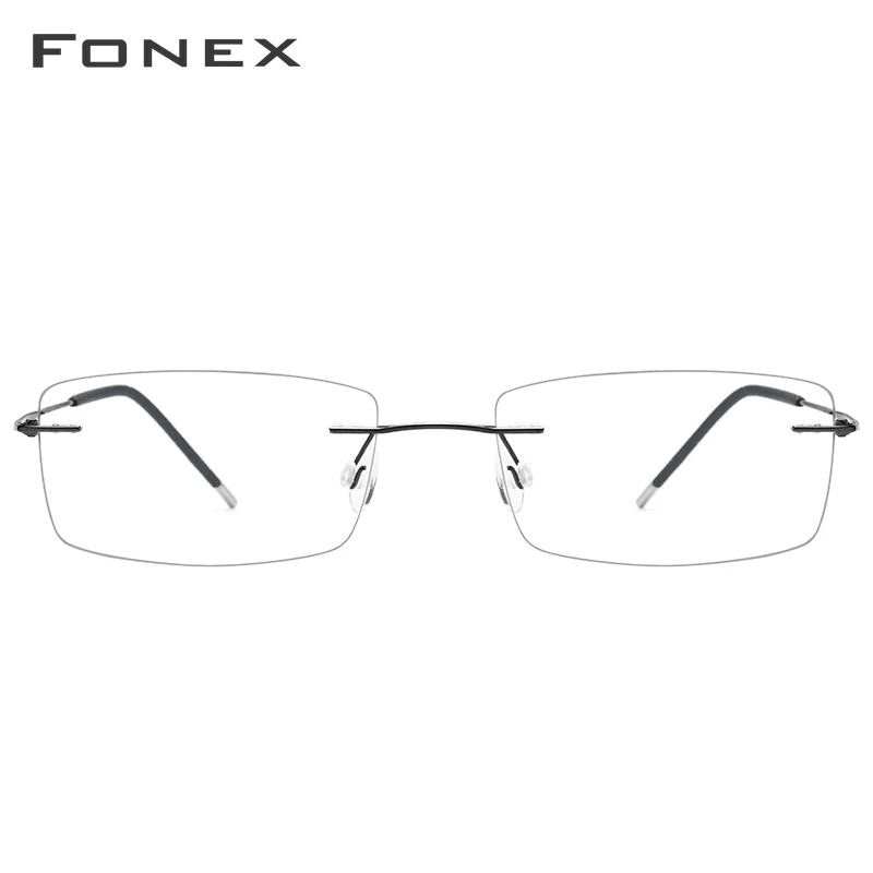 Ceny Rimless tytanowe okulary z lekkiego stopu rama mężczyźni Ultralight kwadratowe okulary korekcyjne kobiety bezramowe krótkowzroczność oprawki do okularów korekcyjnych okulary