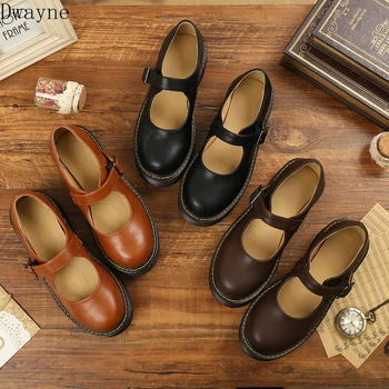 

Japanese shallow mouth with Mary Jane single shoes female word buckle retro art thick platform shoes